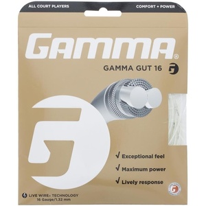 image:imageGAMMA Gut Tennis String  16g or 17g 40ft Set of Tennis Racket String Exceptional Feel Maximum Power Live Wire Technology All Court16 Gauge