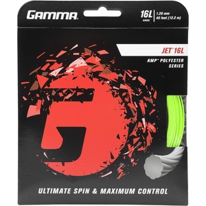 image:imageGamma Jet Tennis String  AMP Polyester Tennis String 16g 17g 18g Multiple Colors Maximum Control Spin Twisted Rib Profile Racket StringLime